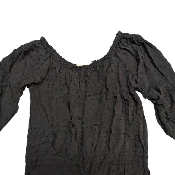 Alice Rinaldi Clip Dot Dress Black 1/2 Sleeve Ruched Made in Italy Size 2 - Picture 3 of 12